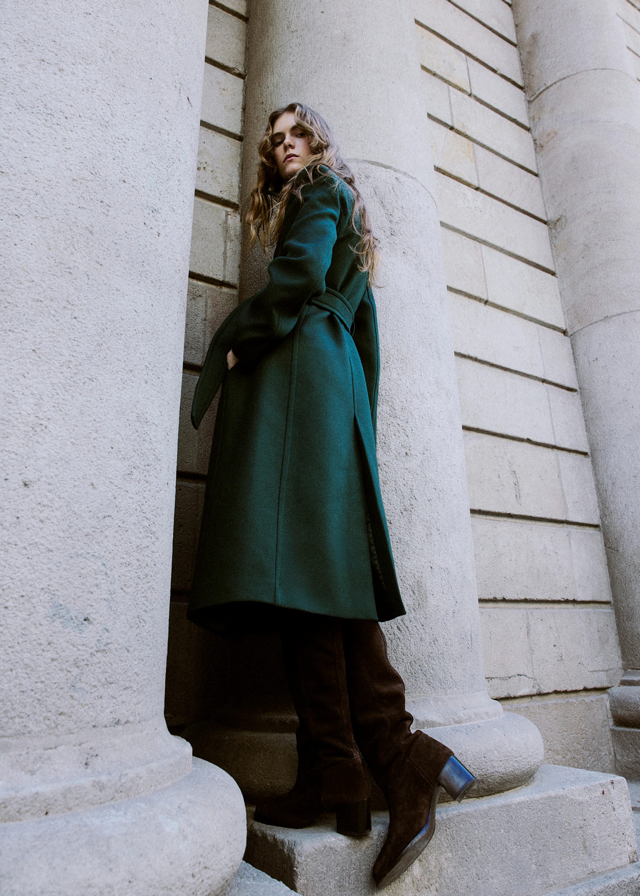 Manteco wool coat with belt view 2